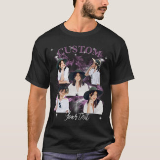 Zwart-wit T-shirt met rapstijl vintage aangepaste 