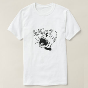 Zwart-wit T-shirt met schreeuwend gezicht
