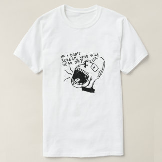 Zwart-wit T-shirt met schreeuwend gezicht