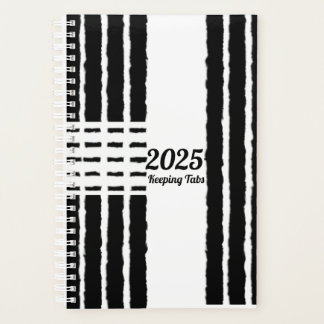 Zwart-wit Tabby Strepen Met harten Planner