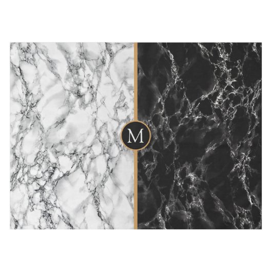 Zwart-wit tafelkleed met aangepaste letter (Voorkant (Horizontaal))