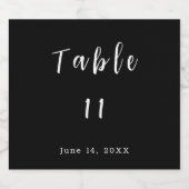 Zwart-wit Tafelnummer Bruiloft Sparkling Wijnetiket (Enkel label)