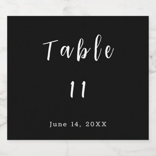 Zwart-wit Tafelnummer Bruiloft Sparkling Wijnetiket (Enkel label)
