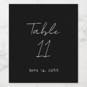 Zwart-wit Tafelnummer Bruiloft Wijn Etiket (Enkel label)