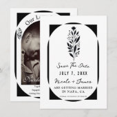 Zwart & Wit Tall Floral Modern Save the Date Kaart (Voorkant / Achterkant)