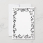 Zwart & Wit Tapijt Bloemen Huwelijk Save The Date (Achterkant)