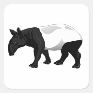 Zwart-wit tapir vierkante sticker