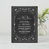 Zwart Wit Tarot De Liefhebbers Bruiloft Kaart (Staand voorkant)