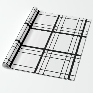 Zwart-wit Tartan Cadeaupapier