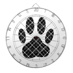 Zwart-wit Tartan Dog Paw Afdrukken Dartbord