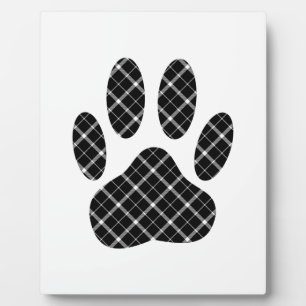 Zwart-wit Tartan Dog Paw Afdrukken Fotoplaat