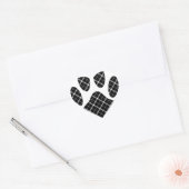 Zwart-wit Tartan Dog Paw Afdrukken Hart Sticker (Envelop)