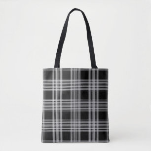 Zwart-wit tartan geruit draagtas