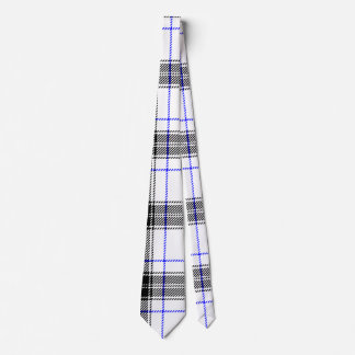Zwart-wit Tartan Plaid met blauwe accenten Stropdas