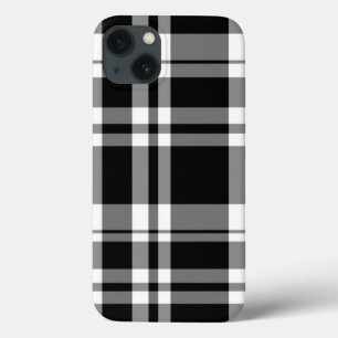 Zwart-wit tartan-vlakpatroon iPhone 13 hoesje