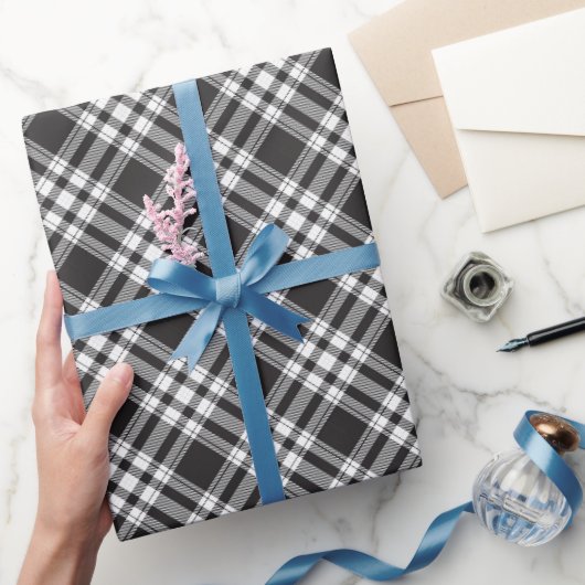 Zwart-wit Tartanpatroon Cadeaupapier (Geschenken)
