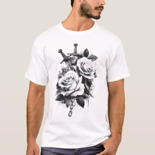 Zwart-wit Tattoo Art Design met hoog contrast T-shirt