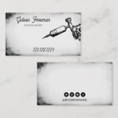 Zwart-wit Tattoo machine Visitekaartje (Voorkant / Achterkant)