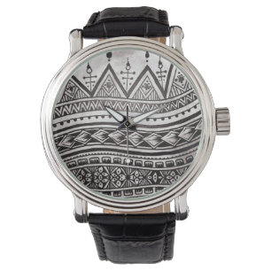 Zwart-wit Tattoo Pattern Vaderdag Horloge