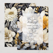 Zwart, Wit, Taupe Goud en Shimmery Gouden Bruiloft Kaart (Voorkant / Achterkant)