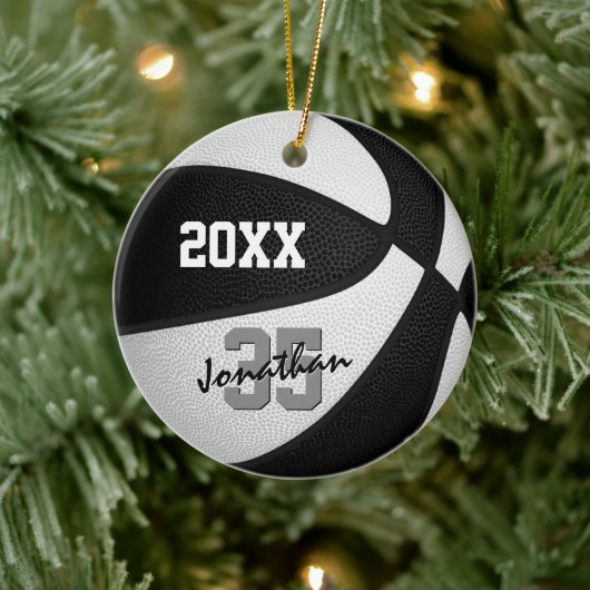 zwart wit team kleuren basketbal keramisch ornament (Boom)