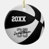 zwart wit team kleuren basketbal keramisch ornament (Achterkant)