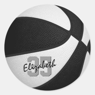 zwart wit team kleuren jongens basketbal ronde sticker