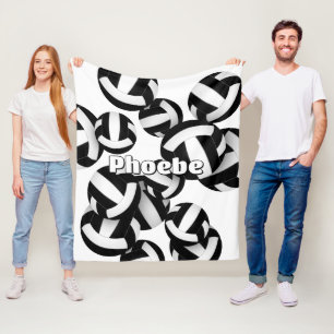 Zwart Wit Team Kleuren Volleyballen Meisjes Sport Fleece Deken