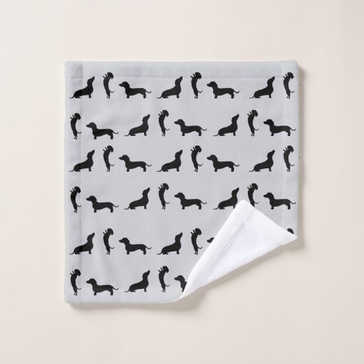 Zwart-wit teckel bad handdoek (Wasdoekje)