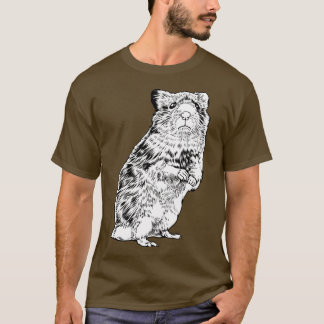 Zwart-wit tekening hamster t-shirt