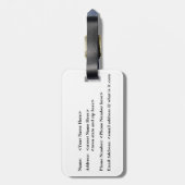 Zwart-wit tenorsaxofoon aanpasbaar bagagelabel (Achterkant verticaal)