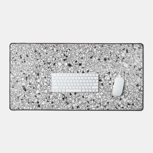 Zwart-wit Terrazzo Textuur Abstract Patroon Bureaumat (Keyboard & Muis)