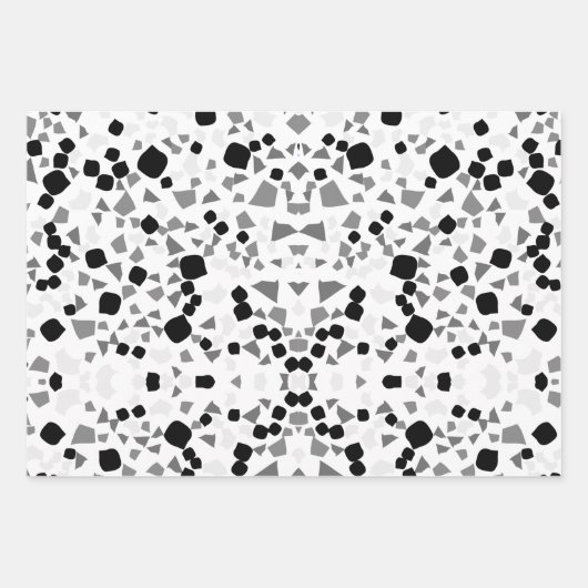 zwart wit terrazzozzoalsblad inpakpapier vel (Voorkant)