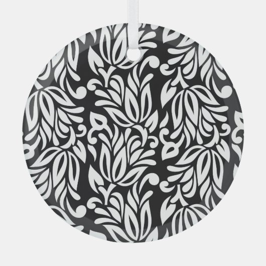 Zwart-wit textiel. glas ornament (Voorkant)