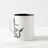 zwart wit thai draak en engel tweekleurige koffiemok (Voorkant links)