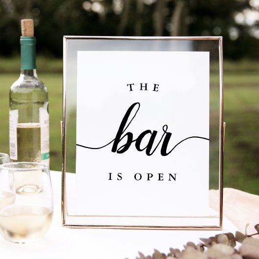 Zwart-wit "The Bar is Open" Weddenschap Poster