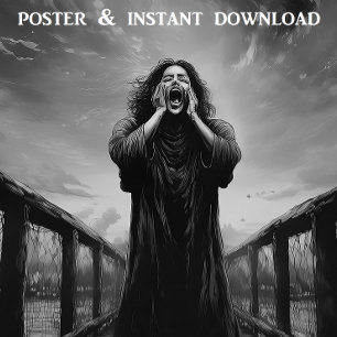 Zwart-wit The Scream Inspired Artwork   Perfect Poster