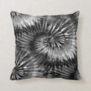 Zwart & Wit Tie Dye Starburst Spiral Retro Kussen