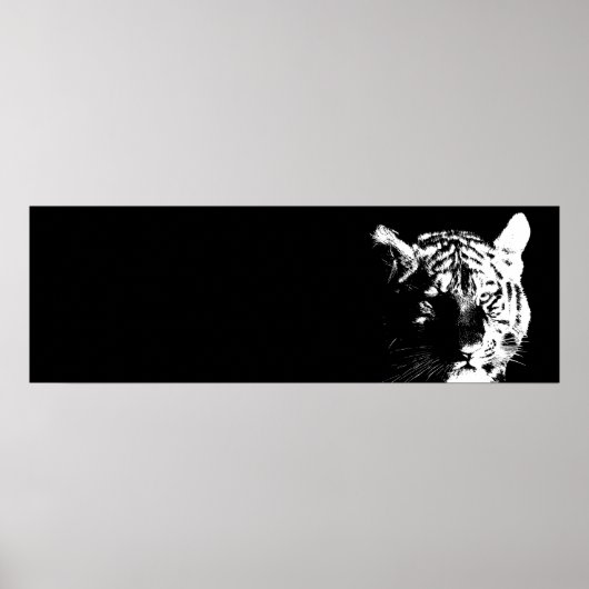 Zwart & Wit Tiger Pop Kunst Poster (Voorkant)