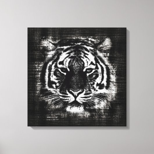 Zwart-wit Tiger  Verpakt Canvas Afdruk (Voorkant)