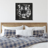 Zwart-wit Tiger  Verpakt Canvas Afdruk (Insitu (Slaapkamer))