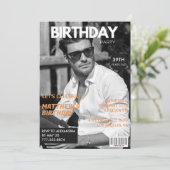 Zwart-wit tijdschriftredactioneel 39e verjaardag kaart (Staand voorkant)