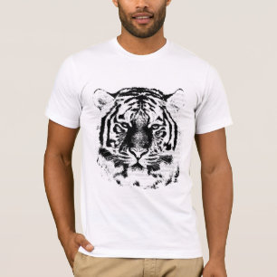 Zwart-wit Tijger Gezicht T-shirt
