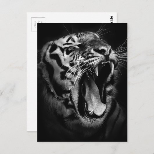 Zwart & Wit Tijger Inspirerend Briefkaart (Voorkant / Achterkant)