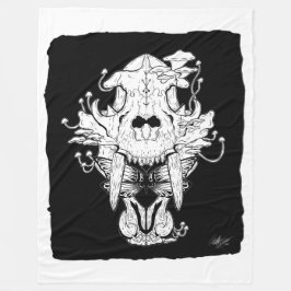 Zwart-wit Tijger schedel en mot Fleece Deken