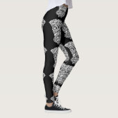 Zwart-wit Tiki masker Leggings (Rechts)