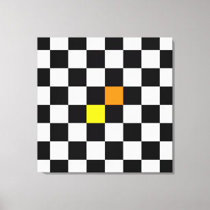 Zwart, wit toetsenbord met gele Oranje kleur Canvas Afdruk
