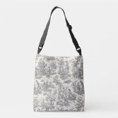  zwart-wit Toile de Jouy bedrukt Crossbody Tas (Achterkant)