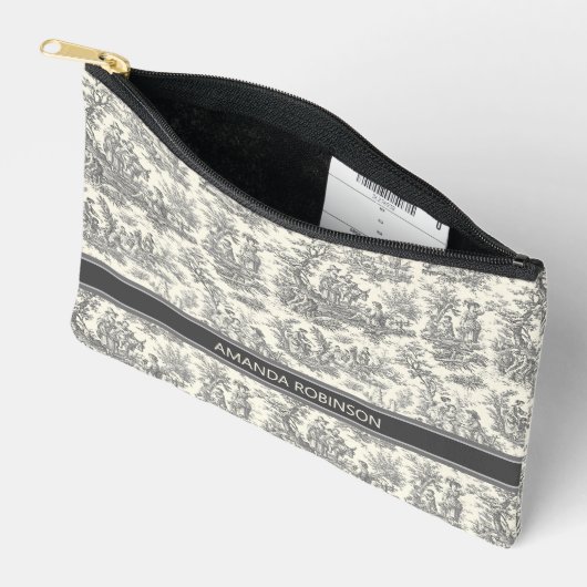 zwart-wit Toile de Jouy bedrukt Etui (Open)