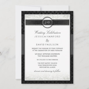 Zwart Wit & Touch of Gold Art Deco Wedding Kaart